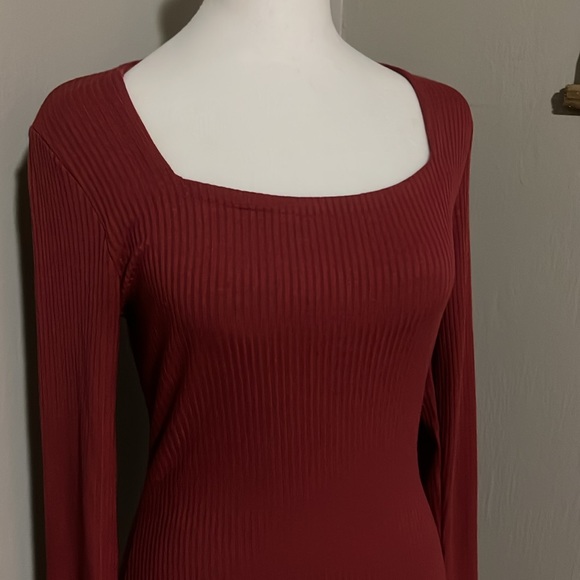 Pretty Garden Merlot Asymmetrical Midi Long Sleeve Dress Small - Picture 3 of 10